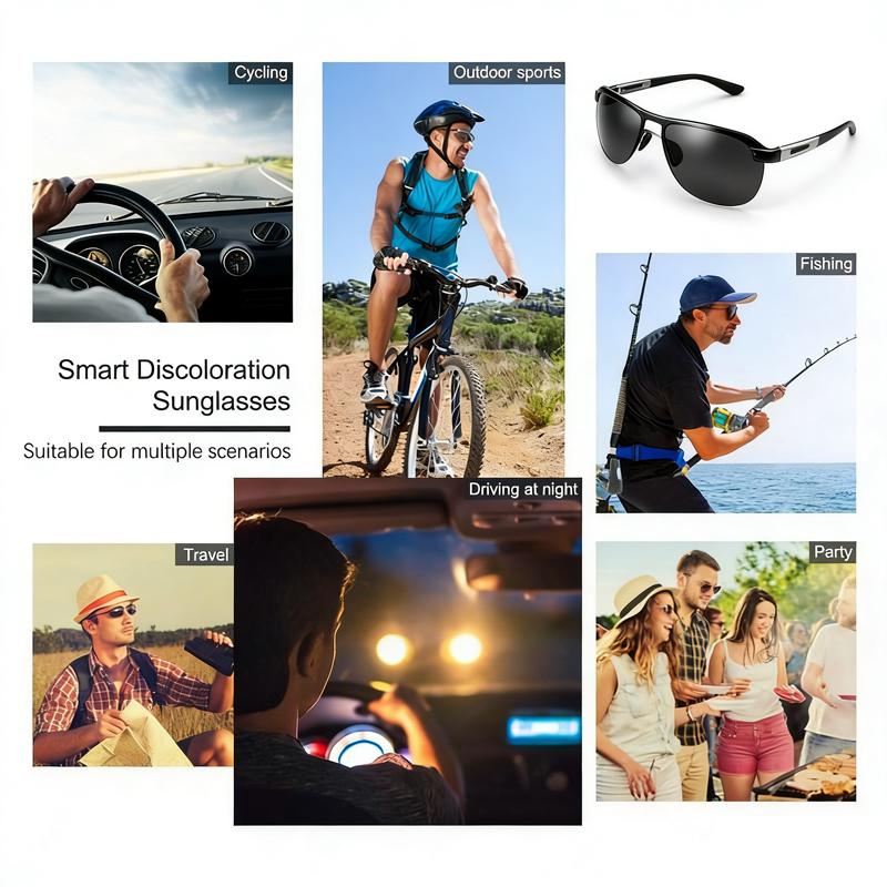 【dealsforyoudays】Paleshy HD Polarized Photochromic Sunglasses UV400 Protection, Unisex 2026 Summer Retro Oversized Simple Square Frame Fashion Accessories, Outdoor Sports Driving, Fishing, Golf, Running, Climbing Day Night Safety Glasses