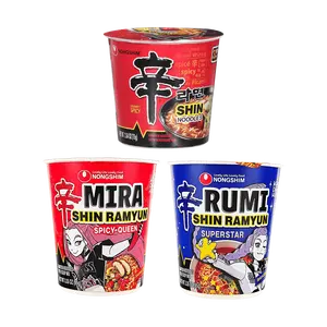 NONGSHIM Shin Ramyun Korean Instant Noodles Variety Pack - Spicy Beef, Cheese Smoked Sausage Flavors - 6 Cup Combo (530g) - K-Pop Demon Hunters Limited Edition