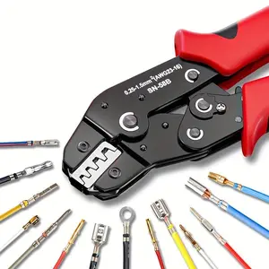 Professional Ratchet Wire Crimping Pliers, Carbon Steel Handle Manual Crimper Tool Suitable for JST, Dupont Terminals, Spring, SATA Pin Crimping, Hand Tools