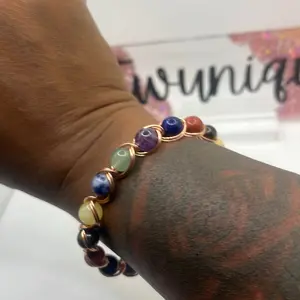 Name Multicolor Gemstone Bracelet with Copper Beads for Stylish Women's Fashion Accessories