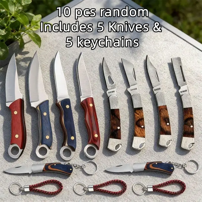 Swarm Mix Folding & Fixed Blade Knife Set of 5 and  5Keychains