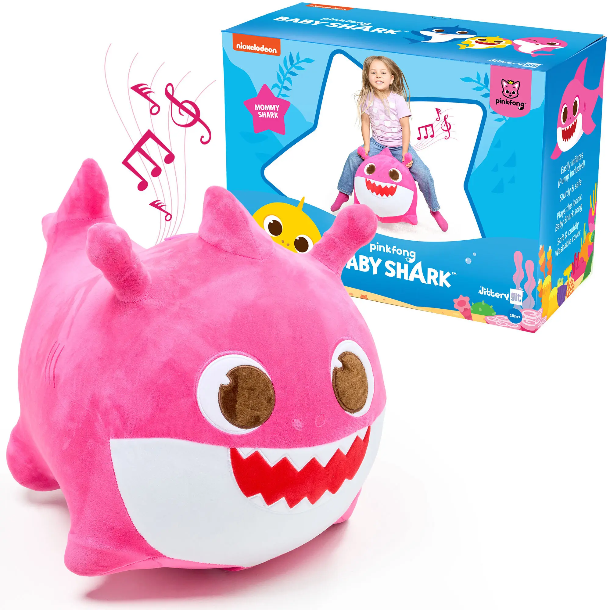 Pinkfong Mommy Shark Inflatable Ride-On Bouncer Toy for Babies 18m+