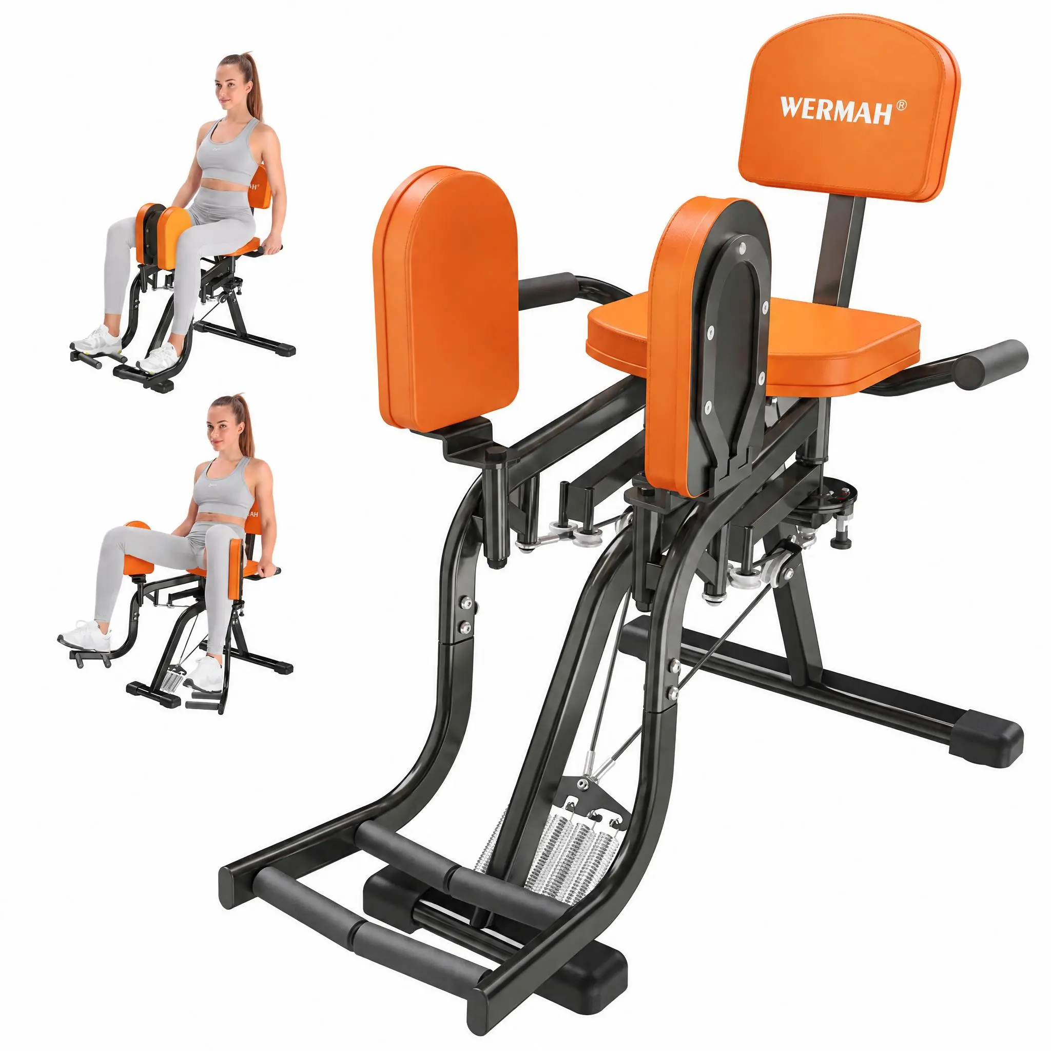 WERMAH Hip Abductor & Adductor Machine, 2-in-1 Thigh Workout Trainer, Adjustable Resistance Glute & Leg Exercise Equipment, 400 lbs Capacity, Home Gym Back to School