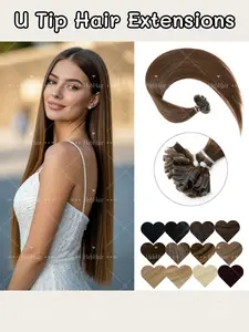 50pcs U Tip Fusion Hair Extensions, Natural Real Human Hair, 1.5cm Keratin Capsules, 12-20 Inch Straight Hair, 30g, Secure Attachment