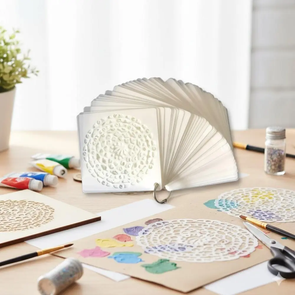Laser Cut Mandala Stencil Kit, High Precision Reusable Transfer Tool for Walls, Wood, Tile & Fabric. Waterproof Rustproof Art Decor Template, DIY Painting Set for Stress Relief Journaling.