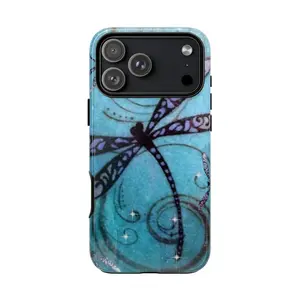 DRAGONFLY ANGEL iPhone Case – Mystical Dragonfly Art Glossy Tough Phone Case for iPhone 7–17 Pro Max