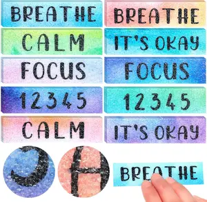 50 PCS Watercolor Anxiety Sensory Stickers - Textured Tactile Strips for Calm & Focus, Stress Relief & Anti-Anxiety Scrapbook Decoration