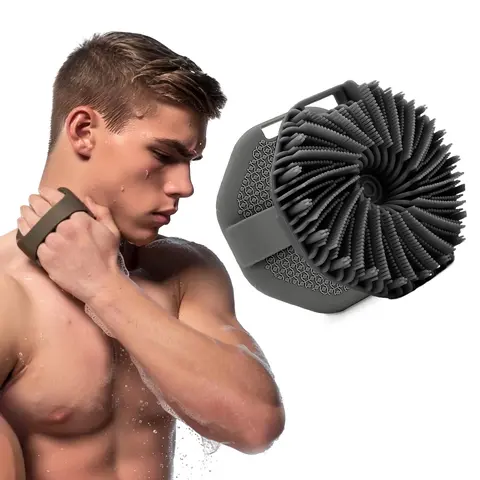 Body Scrubber, Antimicrobial Silicone, Exfoliating for Sensitive Skin,Bath & Shower Body Brush, Shower Accessories，Soft Silicone Body Scrubber Shower Brush