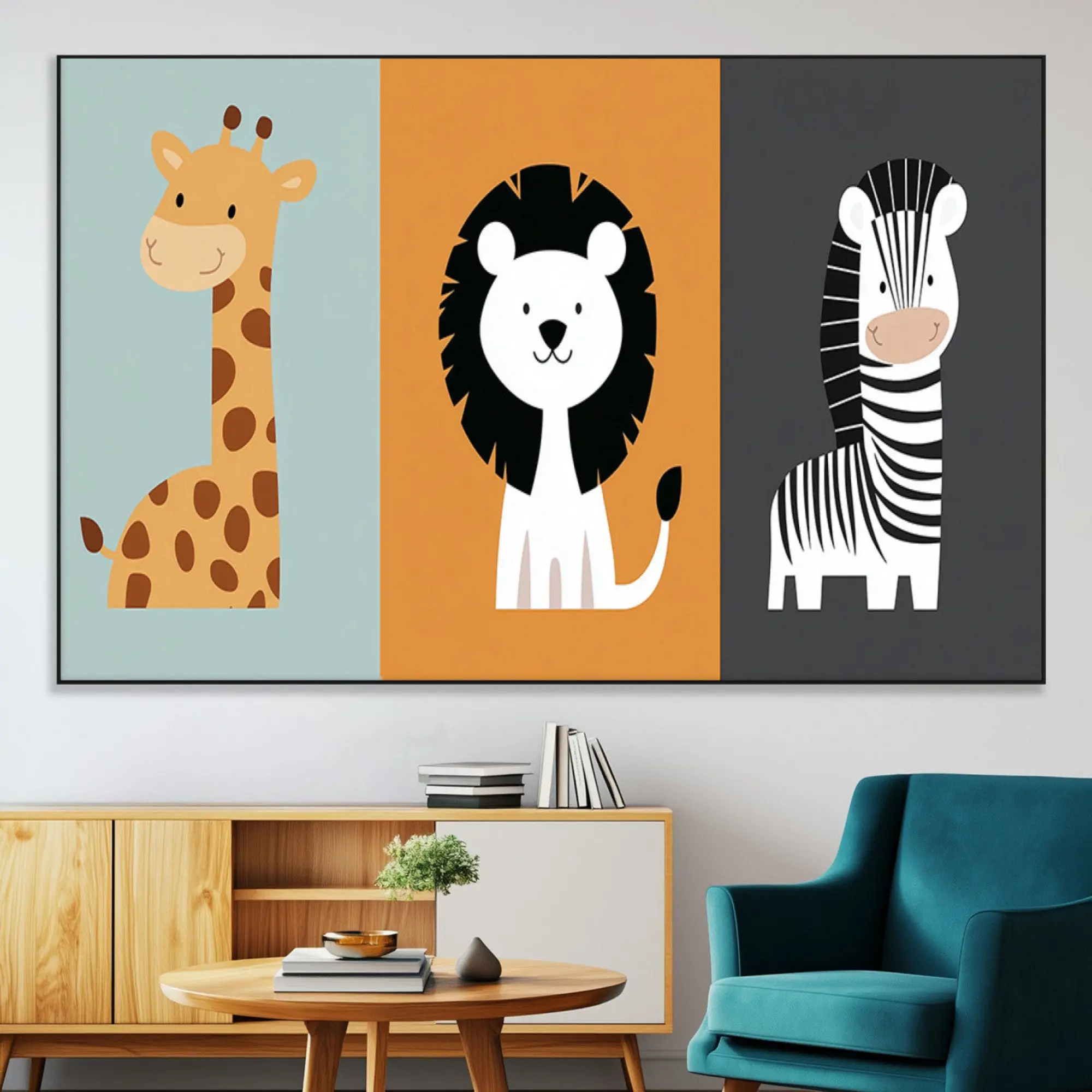 Boho Jungle Animals 3-Panel Nursery Wall Art Prints - Eco-Friendly, Fade-Resistant Safari Decor, Multi-Size Collectible Posters for Nursery Rooms