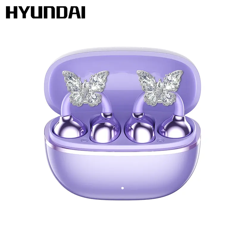 HYUNDAI Earclip C7 Clip-on Design Wireless Earphones, Upgraded Panoramic Sound Headset, Comfortable Wearing & IPX5 Waterproof Sports Earbuds for Work, Fitness