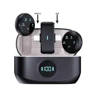 Magnetic & Lavalier Wearable Wireless Microphone, Wireless Microphone for iOS/Android, Plug & Play Mic for Video Recording, Streaming, Live Broadcast Kit, Wireless Lavalier Mics