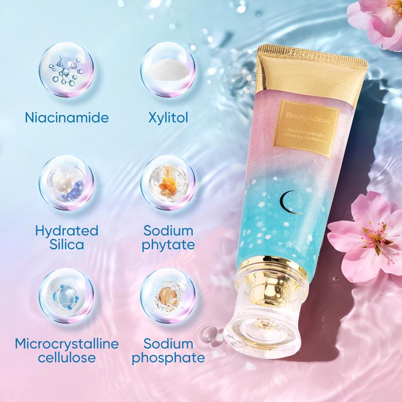 【SW-Z】BodyAccel Niacinamide Whitening Toothpaste - Fast Acting Formula with Peach Extract & Mint for Sensitive Teeth