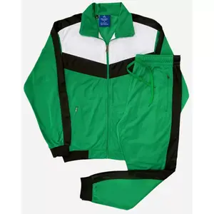 Royal Threads Men's Jogger Tracksuit iClimate Activewear Set Green/White/Black(Stripe) 4XL