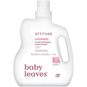ATTITUDE Baby Laundry Detergent Liquid, EWG Verified, Safe for Baby Clothes, Infant and Newborn, Vegan and Naturally Derived Washing Soap, HE Compatible, Unscented, 80 Loads, 67.6 Fl Oz