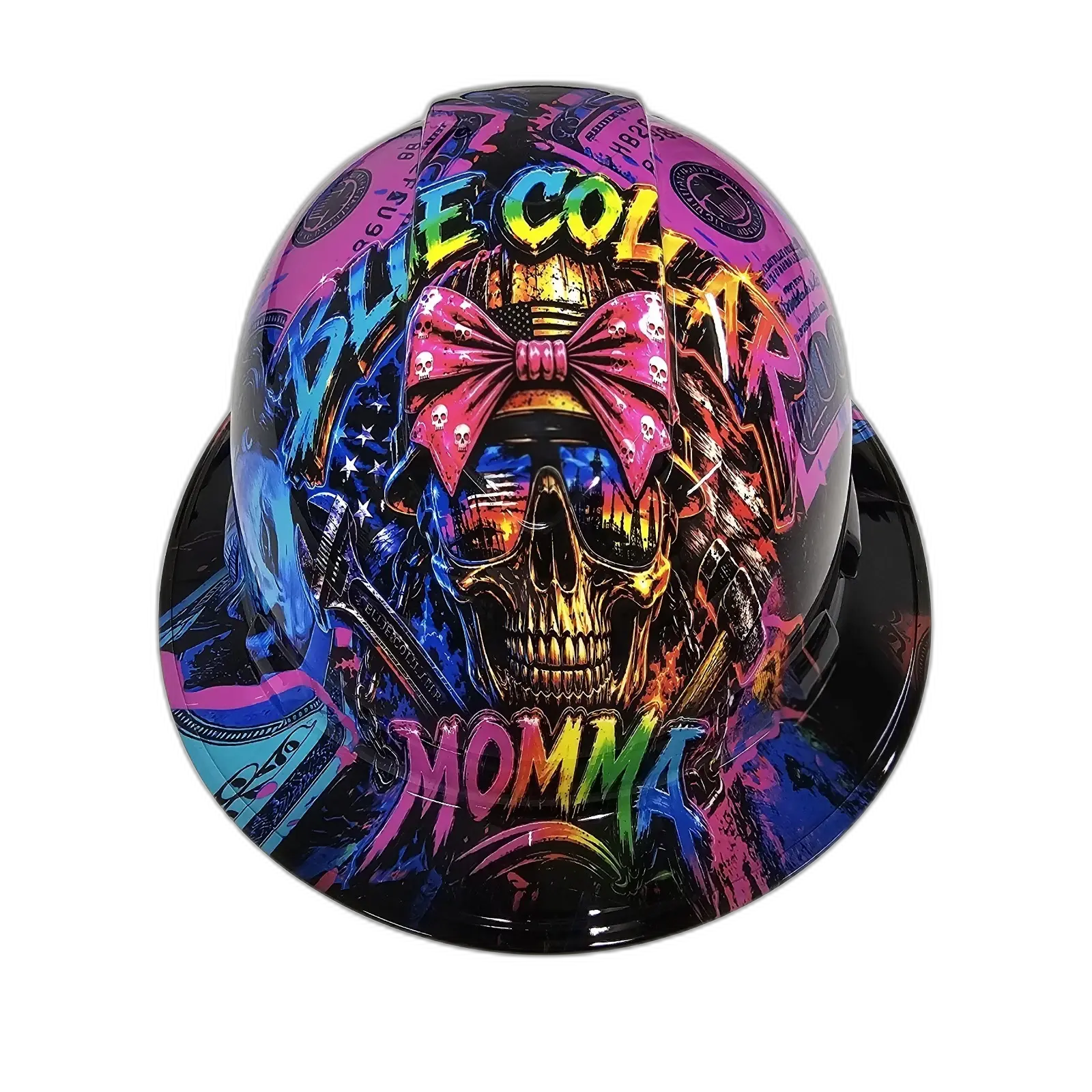Blue Collar Momma - Custom Hydro Dipped Full Brim Hard Hat