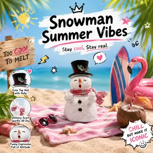 Hodao "JianJian" Funny Resin Snowman Figurine, Summer Vibes Novelty Prank Home Decor