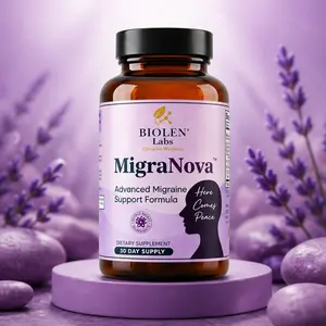 MigraNova Migraine Support Supplement – Magnesium, Riboflavin (B2) & CoQ10 with Feverfew & L-Theanine, Vegan Non-GMO, 60 Capsules