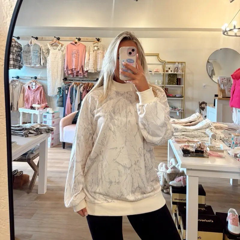 Mock Neck Light Camo Womens Crewneck - Soft & Cozy Fit for Everyday Wear