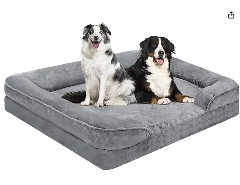 Rengue XXL Orthopedic Dog Bed for Extra Large Dogs, Waterproof Memory Foam Dog Beds with Sides and Non-Slip Bottom, 53"*42"*8" Egg-Crate Foam Big Dog