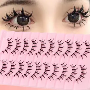 Anime False Eyelashes Little Devils Style, Natural Transparent Stems, Dramatic Effects, Reusable Makeup Accessory