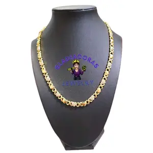 GIADIADORAS JEWELRY Gargantilla de Corazones Gold Chain Necklace 48 cm with Laminated Gold Construction Super Resistant to Humidity and Stylish Text Design