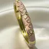 2026 Enamel Flower Geometric Bangle Bracelet, Sweet High-End Daily Wear Jewelry for Women, Fashionable Elegant Bangle Bangles