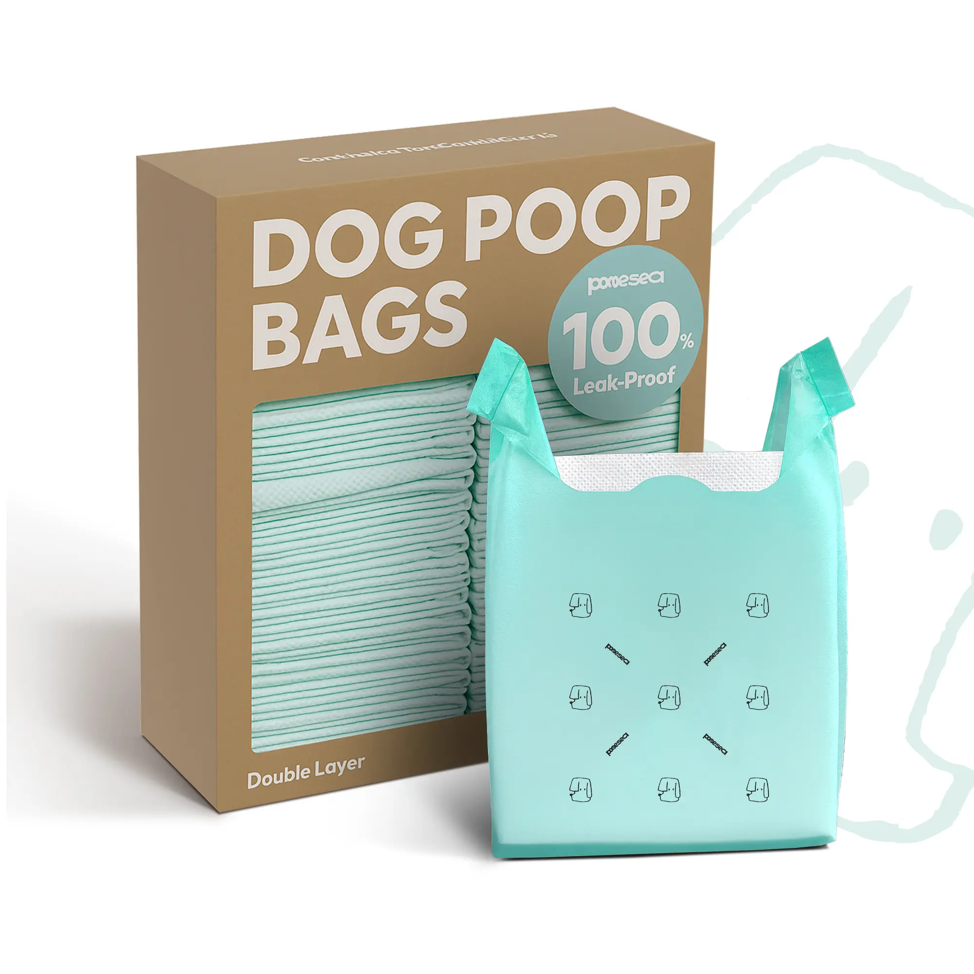 Pomesea Heavy-Duty Pet Waste Bags｜Strong Double-Layer Protection, Eco-Friendly & Unscented｜Perfect for Daily Dog Walks, Outdoor Use & Hygienic Pickup（100 Bags）