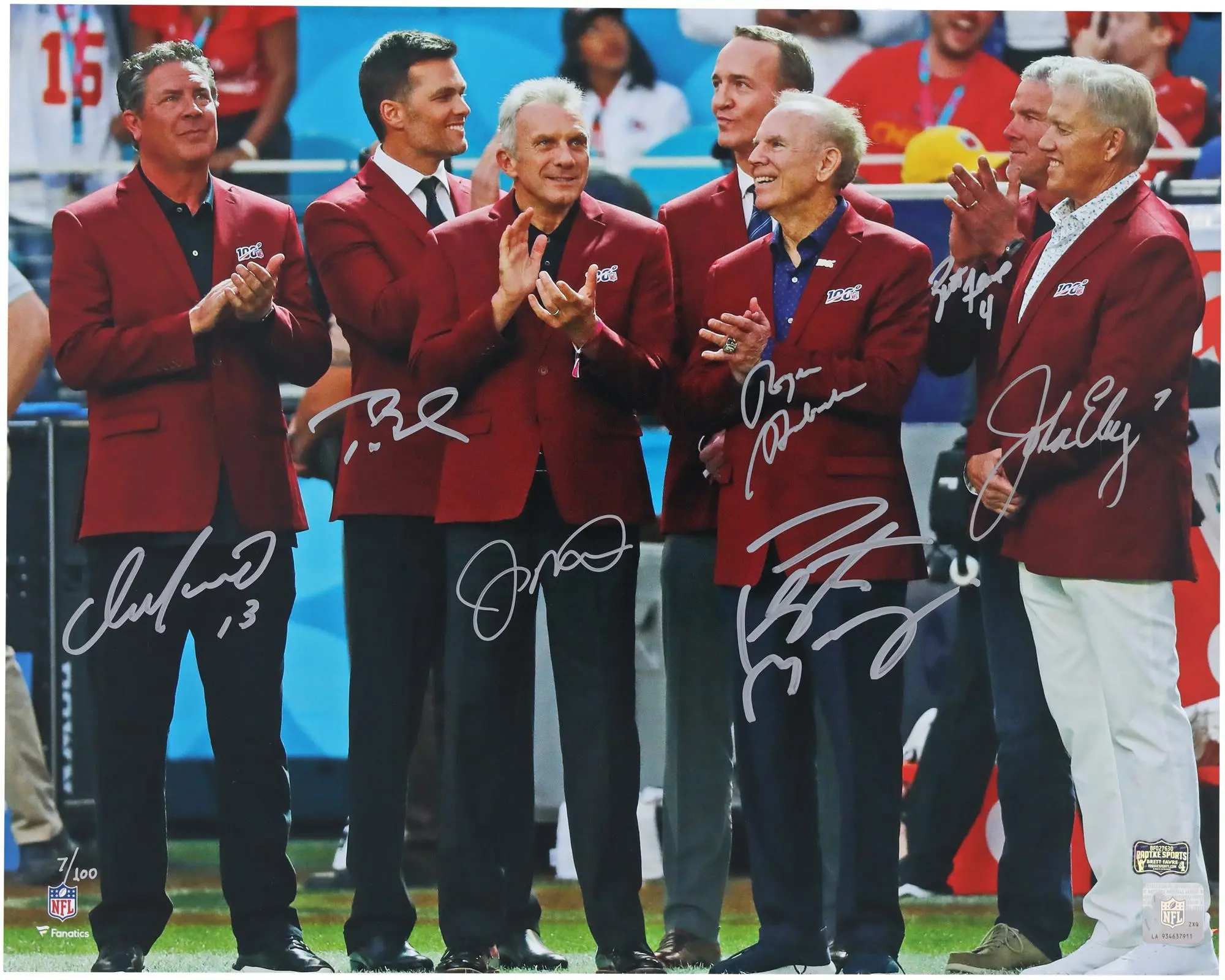 NFL Top 100 Quarterbacks Autographed 16" x 20" Red Jacket Ceremony Photograph - Limited Edition #7 of 100 - Fanatics Authentic Certified