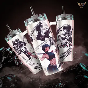 Maki Zenin JUJUTSU KAISEN Clan Killer Manga Graphic Sayal 40 oz Vacuum Insulated Cup Straw Keeps Drinks Hot Cold 12H+ For Anime Lovers & Dark Aesthetic Vibes Sorcerer Style Splash-Proof 18/8 Stainless Steel Comfort Handle Mug For Fans