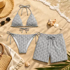 Goya Grey Summer 2026 Matching Couple Swimwear Set – Trendy Beach Vacation Outfits for Couples, TikTok Viral Swim Style