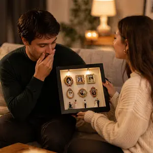DIY Mini Memory Museum Photo Frame -Mother's Day Gifts DIY Shadow Box with Gold Mini Frames & Figures - The Ultimate Personalized Gift for Parents, Couples, and Best Friends