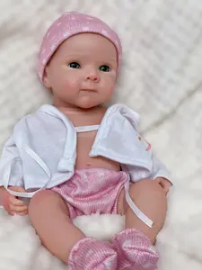 13 inches 33cm lifelike full silicone reborn girl doll, soft touch baby doll, cute face, reborn baby, reborn artist, perfect gift for collection, holidays, birthdays and Christmas
