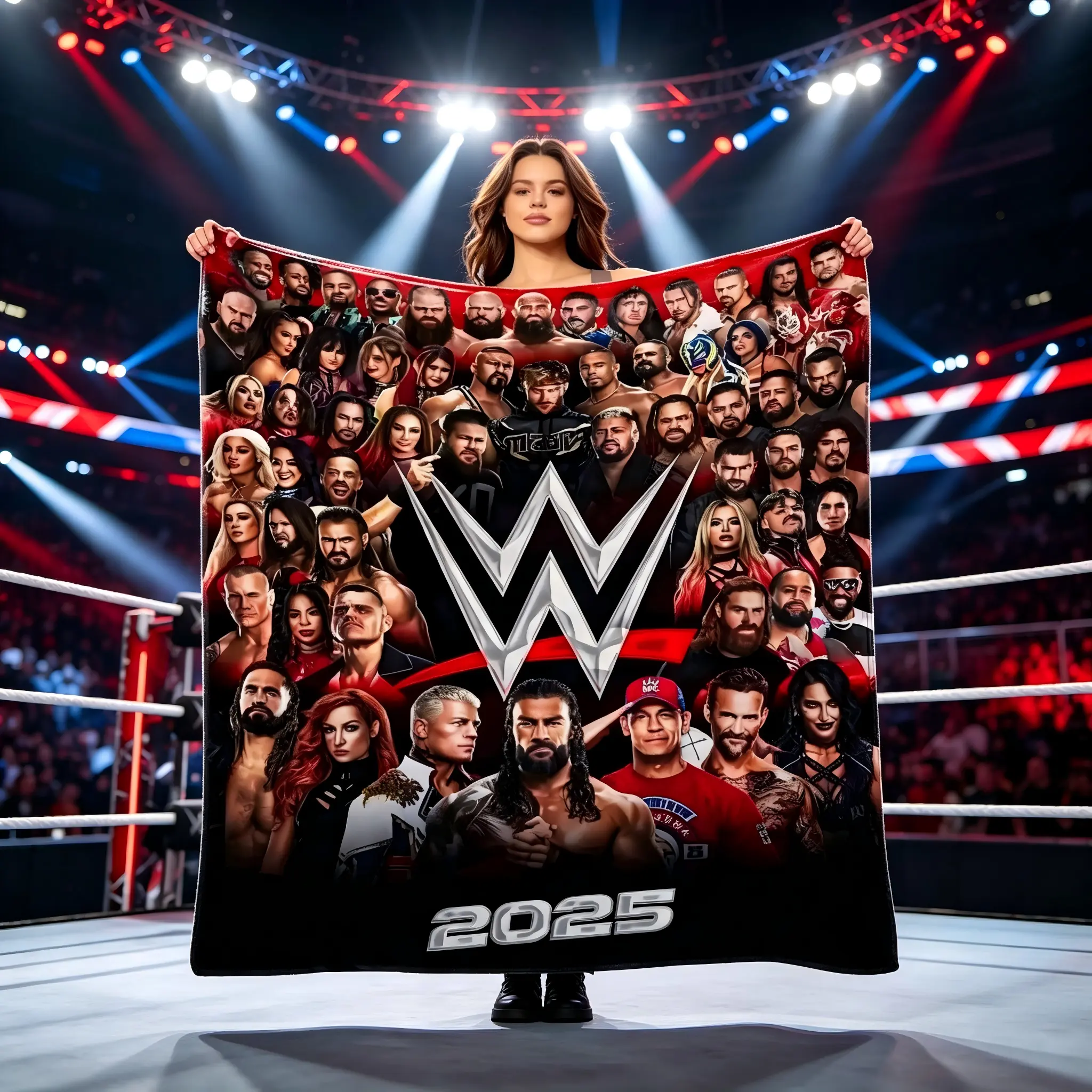 WWE Graphic Soft Flannel Blanket - Casual Throw with Lightweight Portability, Multi-Size All-Season Nap Blanket, Cozy Home Accessory, Ideal Fan Gift for Adults, Living Room Decor