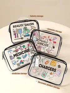 Transparent PVC Makeup Bag, Travel Waterproof Portable Toothbrush Case, Multi-Functional Storage Bag, Waterproof Cosmetic Bag, Cosmetics Organizer, 1/4pcs, Ideal for Organization