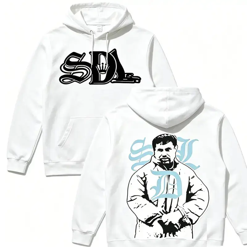 SDL Blue Color Hoodie, Unisex Chicano Streetwear Graphic Hoodie, Casual Pullover