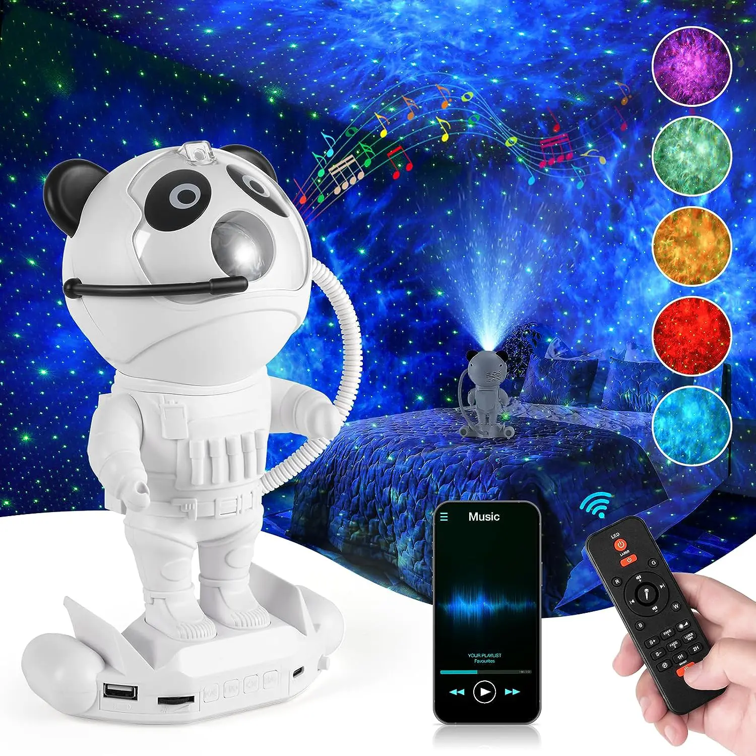 Astronaut Galaxy Starry Sky Projector Starry Night Light - Nebula Ceiling Projector Lamp with 8 Modes, Remote Control and 360 Degree Adjustable for Adult Bedroom Decor