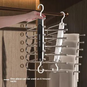 Foldable Pants Rack, Multi-Layer Multi-Functional Pants Hanger, Home Magic No Trace Pants Clip, Wardrobe Storage Artifact