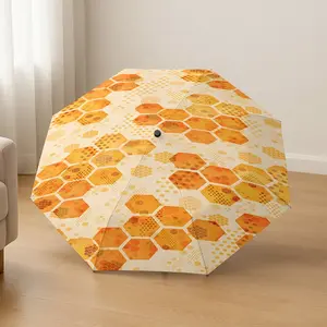 Hexagonal Pattern Automatic Folding Umbrella, Lightweight Compact Travel Umbrella, 8-Rib Sturdy Frame, Unisex, Halloween Christmas Gift