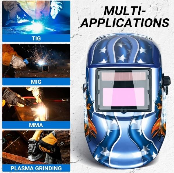 Solar Auto Darkening Welding Helmet Blue Eagle Design Novelty Party Gift Decorative Welder Mask for Festival Celebration & Gifting Solar Auto Darkening Welding Helmet Blue Eagle Design Novelty Party Gift Decorative Welder Mask for Festival Celebration & Gifting