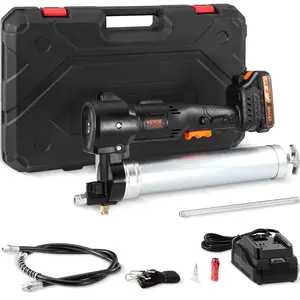 VEVOR Cordless Grease Gun, TikTokShopBlackFriday, 20-Volt, 10,000 PSI, 39" Long Hose, Electric Grease Gun Kit Professional High Pressure Battery Powered Grease Gun with Carrying Case, Battery and Charger Included, Black