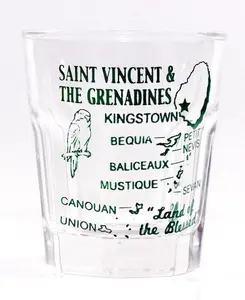 St. Vincent & The Grenadines Caribbean Vintage Map Outline Shot Glass