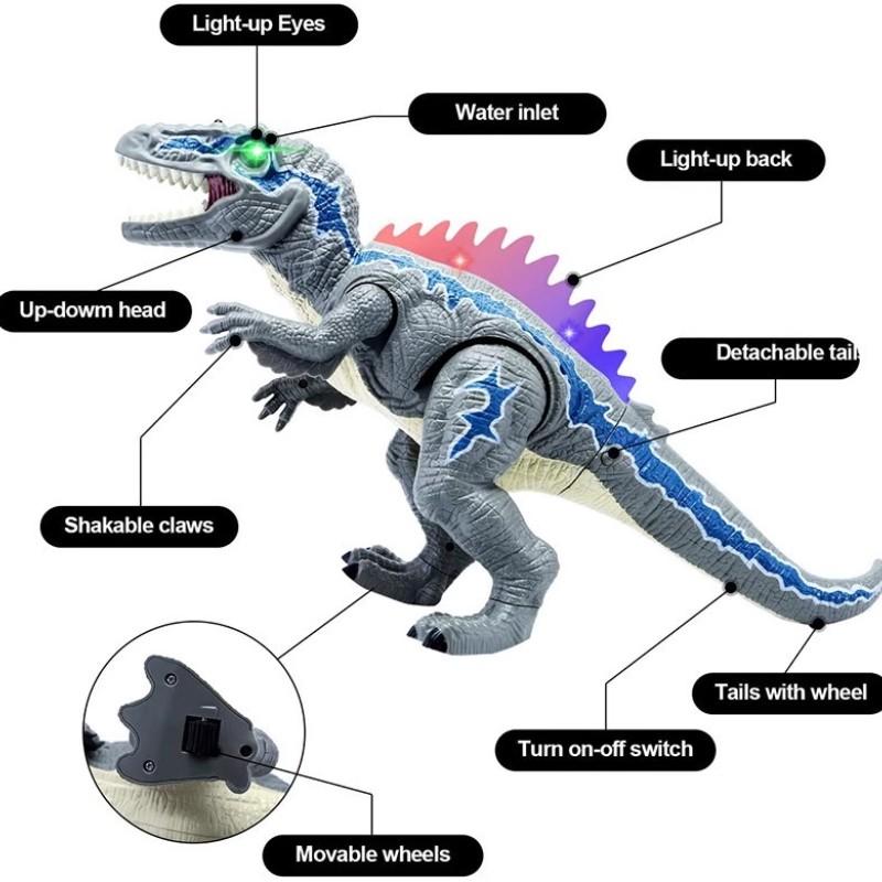 Parent-Child Interactive RC Dinosaur Toy | Walks, Wiggles, Lights Up, Mist Spray | Perfect Birthday/Holiday Gift for Kids 3+ | Needs 5 AA Batteries (Not Included)