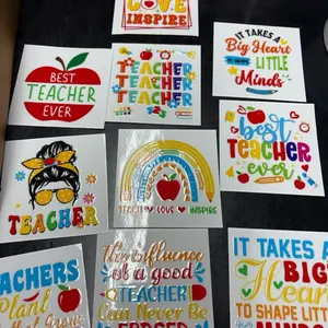 Mystery Decals - Best Teacher Ever Rainbow Apple Inspirational Stickers for Teachers