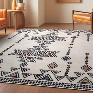 Huron Bohemian Vintage Tribal Beige Rug - Aztec, Southwestern Decor