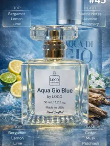 Aqua Gio Blue by LOCO | Oil Base | Bergamot | Lemon | Marine Notes | Jasmine | Cedar | Musk | Patchouli | Fragrance Perfume