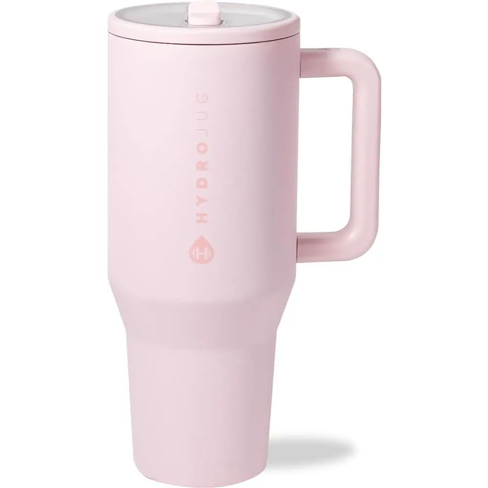 HydroJug Traveler 40oz, Insulated Tumbler with Handle & Straw, Pink Sand