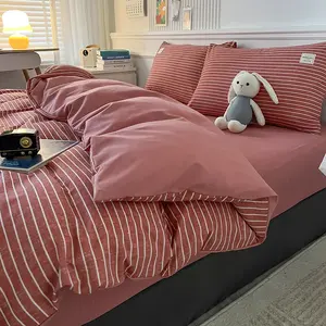 4pcs Classic Plaid Bedding Set With Sheet, Soft Brushed Microfiber Duvet Cover Set, Japanese Minimalist Checkered Comforter Cover, Aesthetic Dorm Room Decor, Decorative Bedding Set