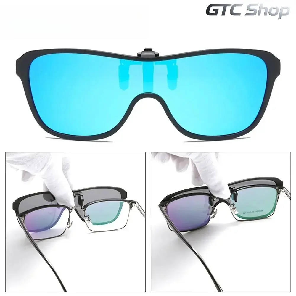 Male Polarized Flip-Up Clip-On Sunglasses - Photochromic TR90 Square Oversized Lightweight Outdoor Sport Eyewear, UV400 Shield, Anti-Glare Flexible Frame, Ideal for Driving