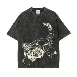 “Killer Queen ”JoJo's Bizarre Adventure Character Acid wash T-Shirt Short Sleeve Cotton Unisex Retro tee,anime fashion style,stylish outfit