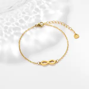 18K Gold Plated Infinity Symbol Bracelet for Women, Adjustable Delicate Chain, Tarnish Resistant Minimalist Stackable Jewelry for Daily/Valentine's Gift